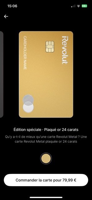 carte plaquée or 24 carat revolut